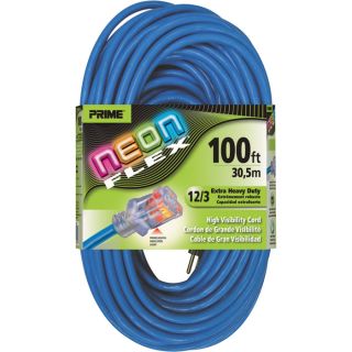 Prime Wire & Cable 12/3 Neon Power Cord   100Ft.L, Blue, Model NS514835