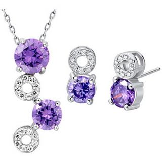European Silver Plated Silver With Cubic Zirconia 8 Womens Jewelry Set(Including Necklace,Earrings)