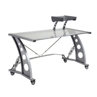 Pit Stop Furniture Racing Style Desk with Glass Top and Glass Spoiler Shelf P
