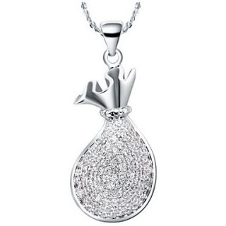 Graceful Water Drop Shape Womens Slivery Alloy Necklace With Rhinestone(1 Pc)