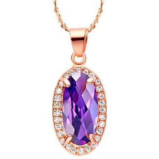 Graceful Round Shape Womens Golden Alloy Necklace With Gemstone(1 Pc)(Purple,Red)