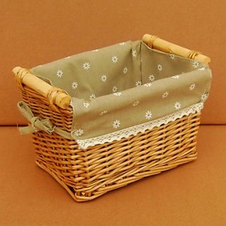 Britain Country Side Beige Floral Liner Handmade Wicker Storage Basket