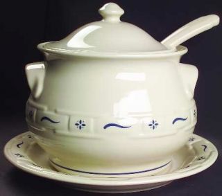 Longaberger Woven Traditions Classic Blue Tureen & Lid w/Ladle & Underplate, Fin