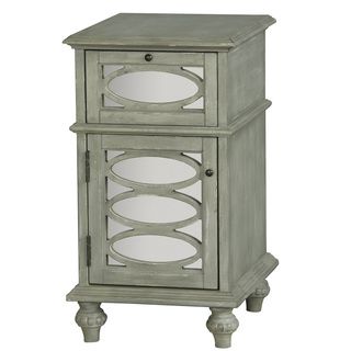 Hand Painted Distressed Washed Green And Mirrored Finish Accent Chest