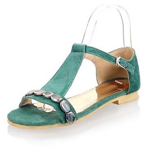 Suede Womens Flat Heel Open Toe Sandals With Buckle Shoes(More Colors)