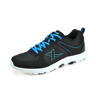 Xtep Mens Black Suede Mesh Running Shoes