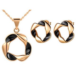Stylish Silver Plated Silver Black Twist Circle Womens Jewelry Set(Including Necklace,Earrings)(Gold,Silver)