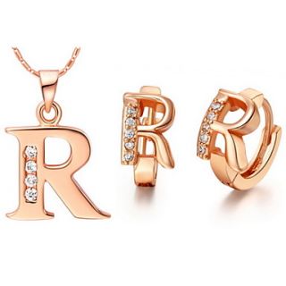 Stylish Silver Plated Silver With Cubic Zirconia R Womens Jewelry Set(Including Necklace,Earrings)(Gold,Silver)