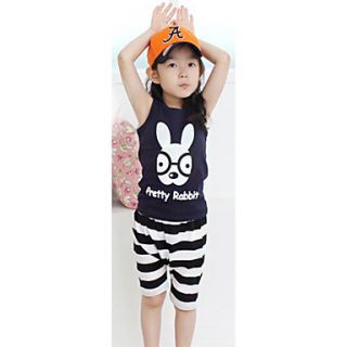 Girls Pertty Rabbit Print Casual Clothing Sets