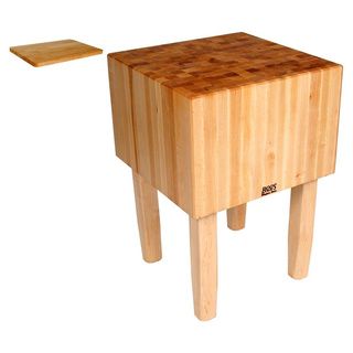 John Boos Aa04 Butcher Block 30x30x34 Table And Cutting Board (NaturalFinish Beeswax (on cutting surface only)Dimensions 34 inches high x 30 inches wide x 30 inches deepThickness Butcher block is 16 inchesAssembly required. )