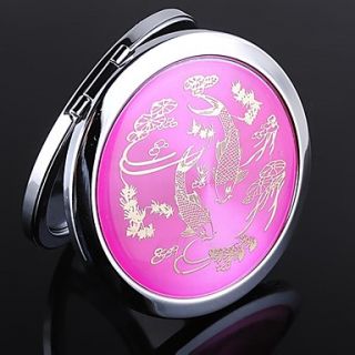 Round Gold Pattern Compact in Pink