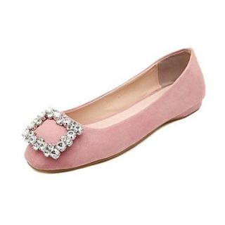 Suede Womens Flat Heel Ballerina Flats with Rhinestone Shoes (More Colors)