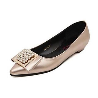Leather Womens Flat Heel Pointed Toe Flats with Rhinestone Shoes (More Colors)