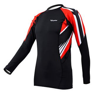 KOOPLUS Mens Passionate Red Black Fitness Elastic Skinny Quick dry Long Sleeve Cycling Shirt