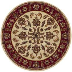 Hand tufted Ivory/ Red Wool Rug (5 Round)