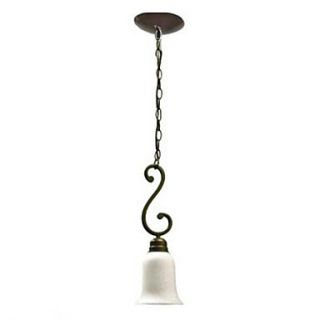 1 Light Mini Pendant with Streaked White Glass and an English Bronze Finish