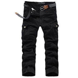 Mens Multi Pocket Solid Color Pants (Belt Not Included)