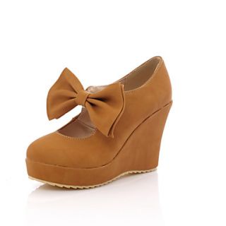 Leatherette Womens Wedge Heel Wedges Pumps/Heels Shoes With Bowknot(More Colors)