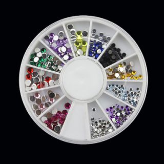 12 Color Varisized Roundness Nail Art Rhinestone Decorations