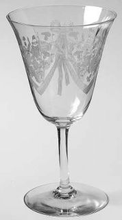 Fry Morning Glory Water Goblet   Stem #7715, Etched  Floral Design