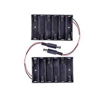 6 x AA Battery Case with DC 2.1 Power Jack for Arduino   Black (2PCS)