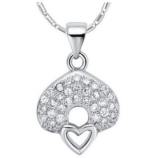 Vintage Heart Shape Slivery Alloy Necklace With Rhinestone(1 Pc)