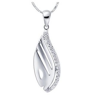 Hot Sale Graceful Water Drop Shape Slivery Alloy Necklace With Rhinestone(1 Pc)