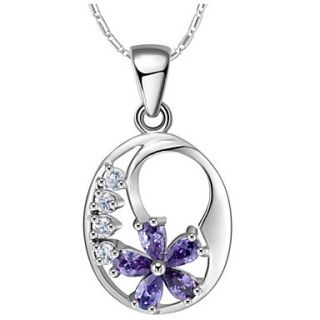 Hot Sale Graceful Flower Shape Slivery Alloy Necklace With Rhinestone(1 Pc)