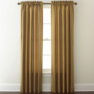 Faux Silk Stripe Rod Pocket Curtain Panel, Sage