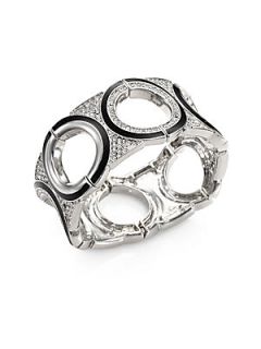 ABS by Allen Schwartz Jewelry Cutout Circle Stretch Bracelet   Silver Black