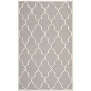 Safavieh Hand woven Moroccan Dhurrie Dark Grey Wool Rug (6 X 9)