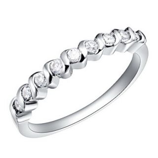 Fashionable Sliver With Cubic Zirconia Band Womens Ring(1 Pc)