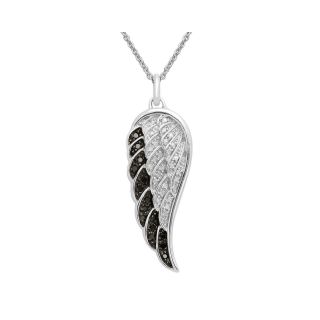 ONLINE ONLY   1/5 CT. T.W. Black & White Diamond Sterling Silver Wing Pendant,