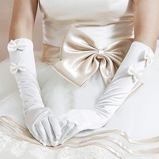 Spandex Satin Fingertips Elbow Length Wedding/Party Glove With Bow