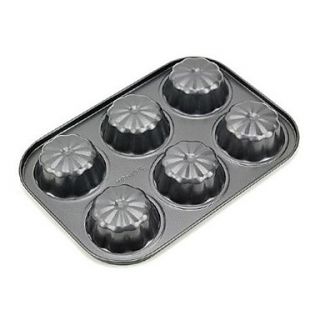 6 Cups Daisy Flower Shape Muffin Pan, L 26.5cm x 18.2cm x 3cm, Non sticked Coated