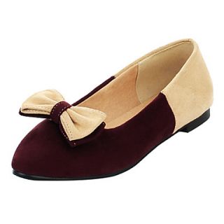 Suede Womens Flat Heel Comfort Flats Shoes With Bowknot(More Colors)