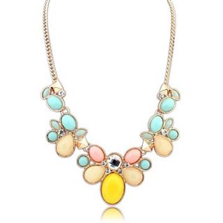 Womens European Style (Flowers) Resin Beaded Fashion Statement Necklace (More Color) (1 pc)