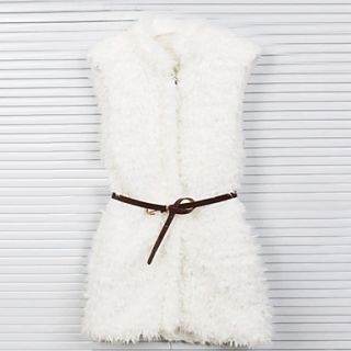 Sleeveless Collarless Faux Fur Party/Casual Vest