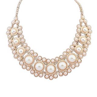 Womens European and America Luxurious Style Pearl Plated Alloy Party Statement Necklace (1 pc)