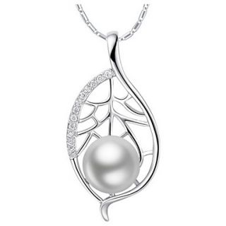 GracefulWater Drop Shape Silvery Alloy Womens Necklace With Imitation Pearl(1 Pc)
