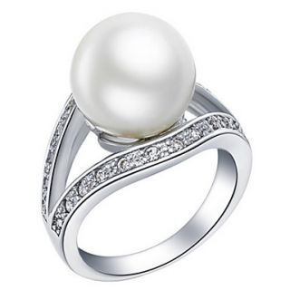 Luxuriant Sliver With Ivory Pearl Womens Ring(1 Pc)