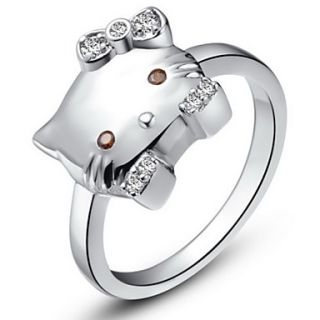 Sweet Sliver Clear With Cubic Zirconia Hellokitty Womens Ring(1 Pc)