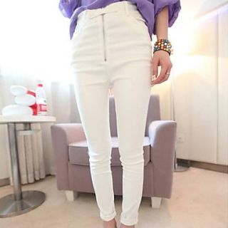 Womens Spring Korean Style Fashion Zipper High Waist Thin Skinny Pants