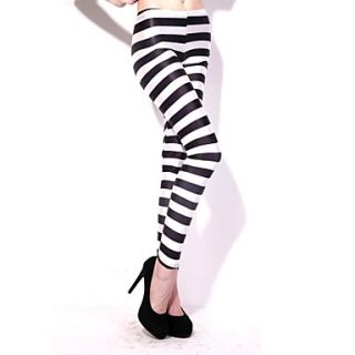 Elonbo Black and White Stripes Style Digital Painting Tight Women Leggings