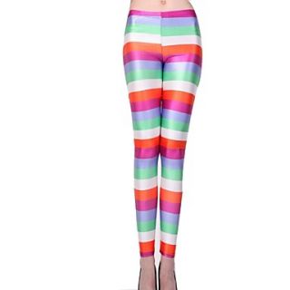 Elonbo Colorful Stripe Style Digital Painting Tight Women Leggings
