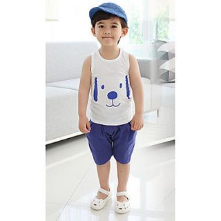 Boys Dog Print Casual Sleeveless Clothing Sets