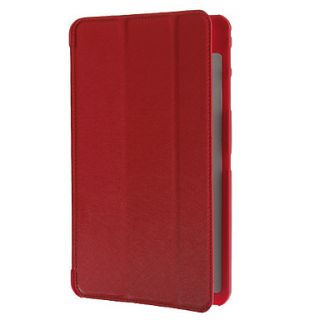 Silk Pattern PU Leather Full Body Case with Stands for Samsung T320 (Red)