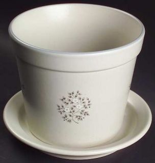 Pfaltzgraff Heirloom Flower Pot with Underplate, Fine China Dinnerware   Gray&Wh