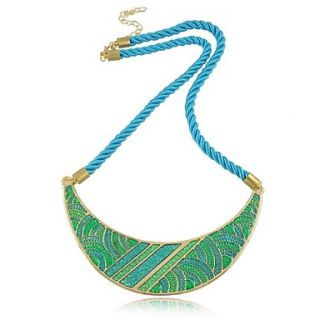 Foreign trade India wind jewelry chain Bohemian blue pattern crescent moon cotton rope necklace