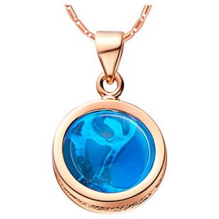 GracefulRound Shape Blue Alloy Womens Necklace With Rhinestone(1 Pc)(Gold,Silvery)
